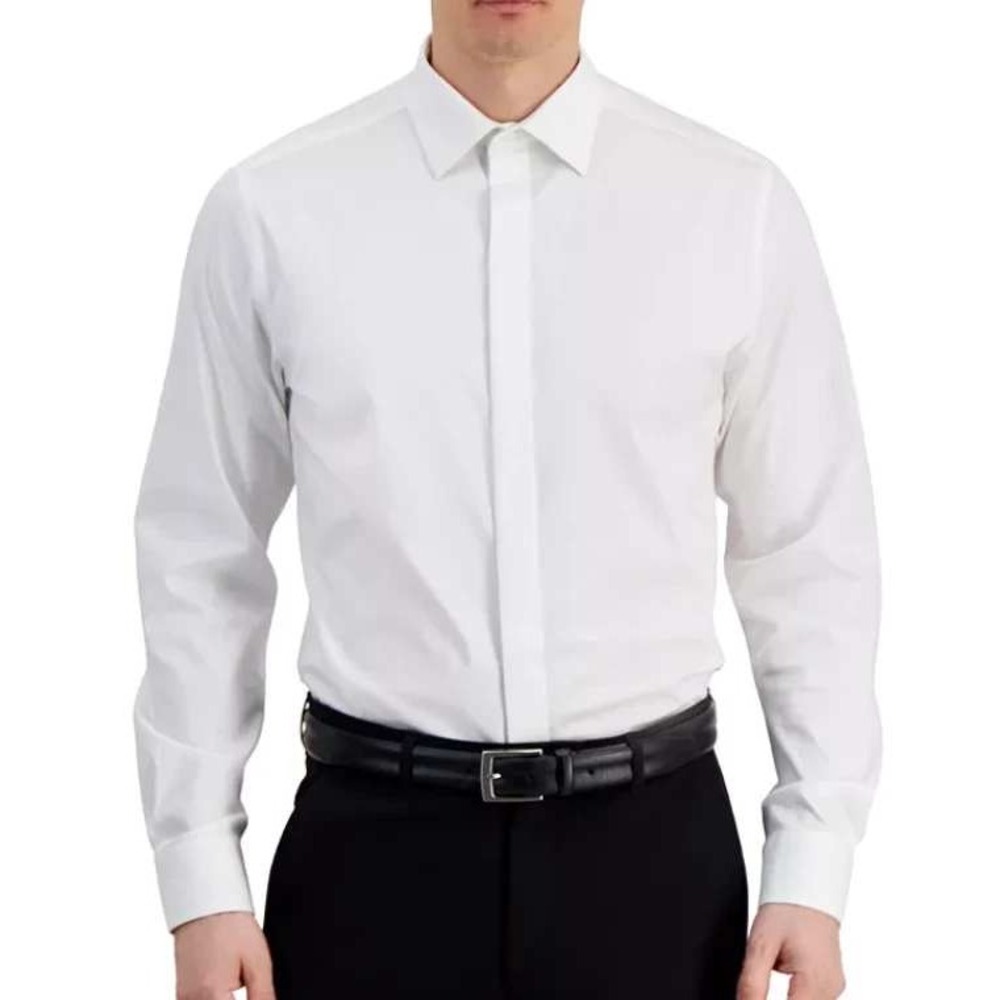 NWT Michelsons London Men's L 16.5 White Slim Fit Tuxedo Dress Shirt French cuff